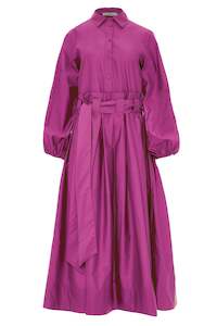 Special Events: DEVOTION TWINS - Paula Long Dress With Belt Fushia