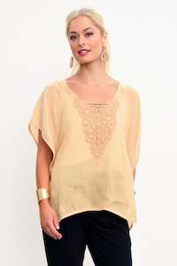 Linen: LA FABBRICA DELLINO Soft Linen Shell Top - Sand