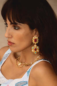 Mountain Moon: MOUNTAIN & MOON Aniqua Earring Ruby Quartz & Enamel