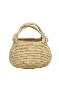 Storage Boxes Baskets: Round Palm Leaf Summer Basket with Handle