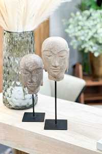Global Collectables: Hand Carved Stone Zen Buddha Head on Stand - Tall