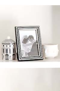Black and Off-White Striped Resin Photo Frame 5x7