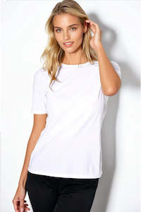 Paula Ryan Fashion Collection: PAULA RYAN Crew Neck Body Tee - Microjersey White