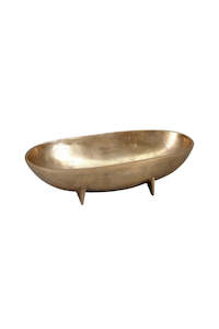 Decor Objects 1: Aluminium Oval Strip Foot Bowl - Raw Gold