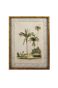 Art Prints: Zanzibar Village Palms Glass Framed Print