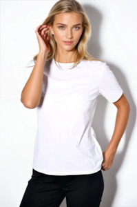 PAULA RYAN Crew Neck Body Tee - Classic Microjersey White
