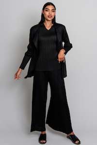 Cardigans: ALQUEMA Simply Pleat Cardigan - Black