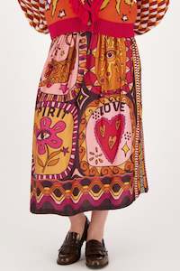 New Arrivals: ME369 Vanessa Printed Midi Skirt - Sunset