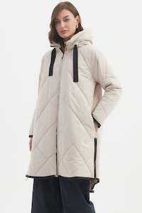 Coats: TIRELLI Zip Hem Winter Coat - Cream