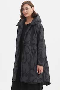 Coats: TIRELLI Print Zip Hem Winter Coat - Charcoal/Black Blot Print