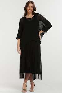 URBAN LUXURY Long Dress with Sweater - Black