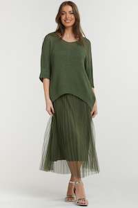 URBAN LUXURY Long Dress with Sweater - Green