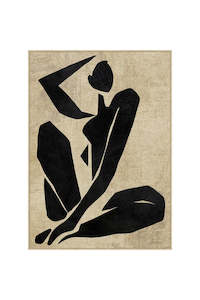 Block Print Nude Framed Canvas