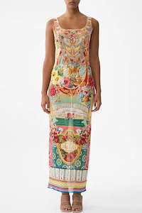 CAMILLA Square Neck Beach Maxi Dress with Low Back - Aromatic Tiger Flower