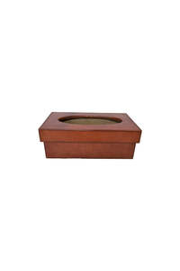Leather Goods: Leather Tissue Box - Tan