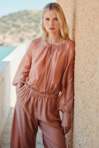 Devotion Twins: DEVOTION TWINS Lyocell Blouse - Powder