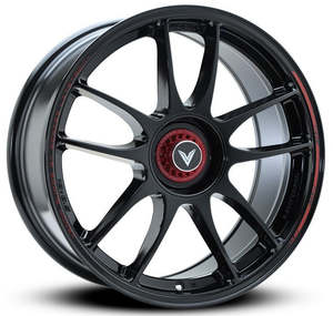 16 Wheels: Lenso VNK Super-GT Venom Gloss Black Red Stripe