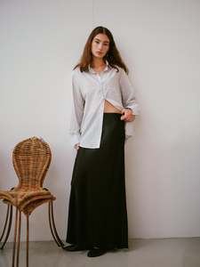 All: Puddle Skirt in Black Satin {Sample}