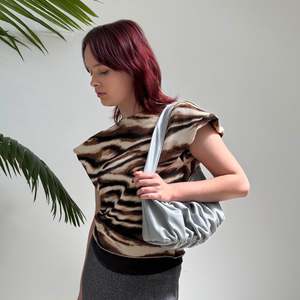 Ruched Mini Sling Bag - Pebble