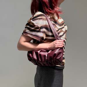 Ruched Mini Sling Bag - Plum