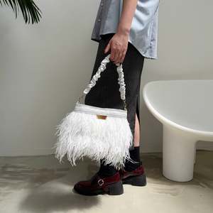 Feathered Bag - White