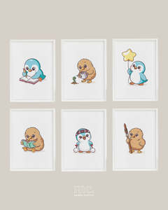 Sale Discounted Stock: Cute Kiwi & Kororā Wall Art Bundle | Digital Download