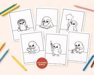 Cute Kiwi & Kororā Colouring Pages Bundle | Digital Download