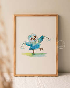 Digital Downloads: Tūī with Poi Watercolour Print | Digital Download