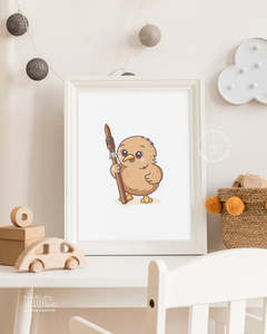 Digital Downloads: Kiwi Holding Taiaha Print | Digital Download