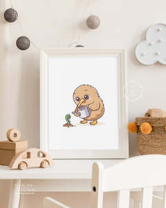 Digital Downloads: Kiwi Watering a Fern Print | Digital Download