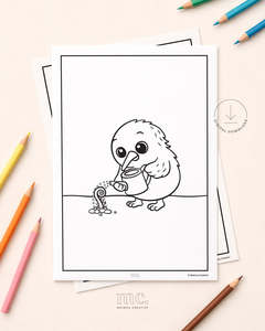 Digital Downloads: Kiwi Watering Fern Colouring Page