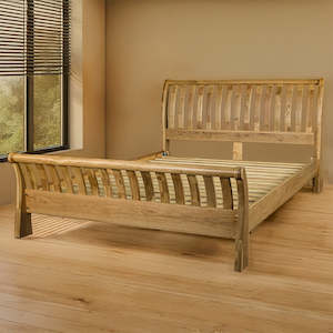 Beds & Bed Frames: Vienna Oak King Size Mermaid Sleigh Slat Bed Frame