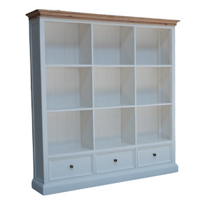 Versailles: Versailles Large Oak White Bookcase with 3 Drawers