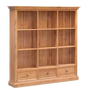 Versailles: Versailles Large Oak Bookcase with 3 Drawers