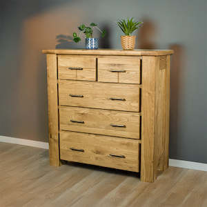 Camden 5 Drawer White Oak Tallboy