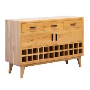 Wine Rack: Kubic Medium Oak Buffet with Wine Rack