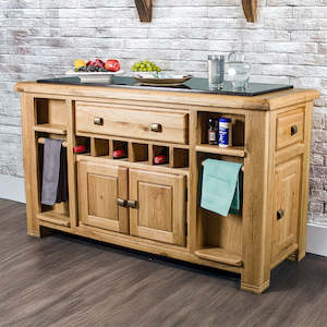 Danube Large Granite Top Oak Kitchen Island
