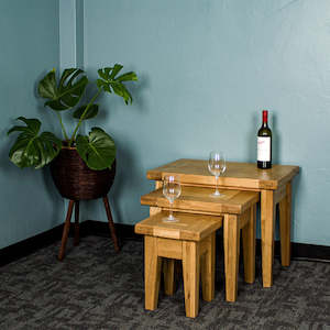 Vienna 3 Piece Oak Nesting Table Set