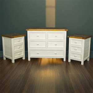Tuscan Three-Piece Recycled Pine Bedroom Suite with Lowboy