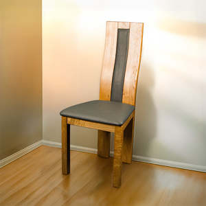 Bristol Oak Grey Dining Chair with Upholstered Back