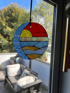 Products: Sun, Moon and Waves mosaic suncatcher Mainlymosaics