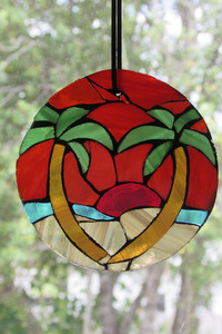 Products: Palm tree stained glass mosaic suncatcher Mainlymosaics