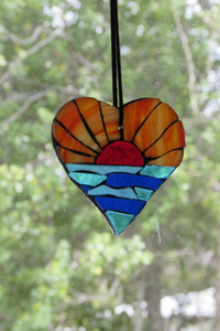 Products: Heart stained glass mosaic suncatcher Mainlymosaics
