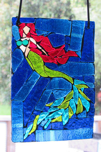 Products: Mermaid 2 stained glass mosaic suncatcher Mainlymosaics