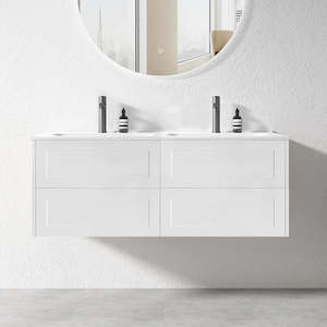 HAMPTON WALL HUNG VANITY | 1500MM | SHAKER STYLE | PLYWOOD | DOUBLE BASIN