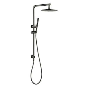 Shower Slides And Shower Sets: CHASE PREMIUM ROUND TWIN SHOWER SET - BRUSHED GUNMETAL