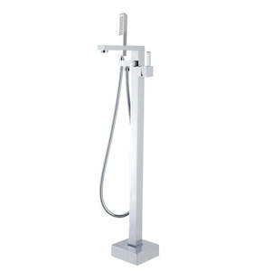Freestanding Bath Fillers: FUSION SQUARE FREESTANDING BATH FILLER & MIXER WITH HANDHELD SHOWER - 2 COLOURS
