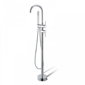 Freestanding Bath Fillers: OPAL ROUND FREESTANDING BATH FILLER WITH HANDHELD SHOWER - 2 COLOURS