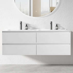 NELSON WALL HUNG VANITY | 1800MM | GLOSS WHITE | DOUBLE BASIN | PLYWOOD