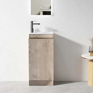 Freestanding Vanities: YOLO SLIM FLOOR STANDING VANITY | LIGHT OAK | 400MM | PLYWOOD